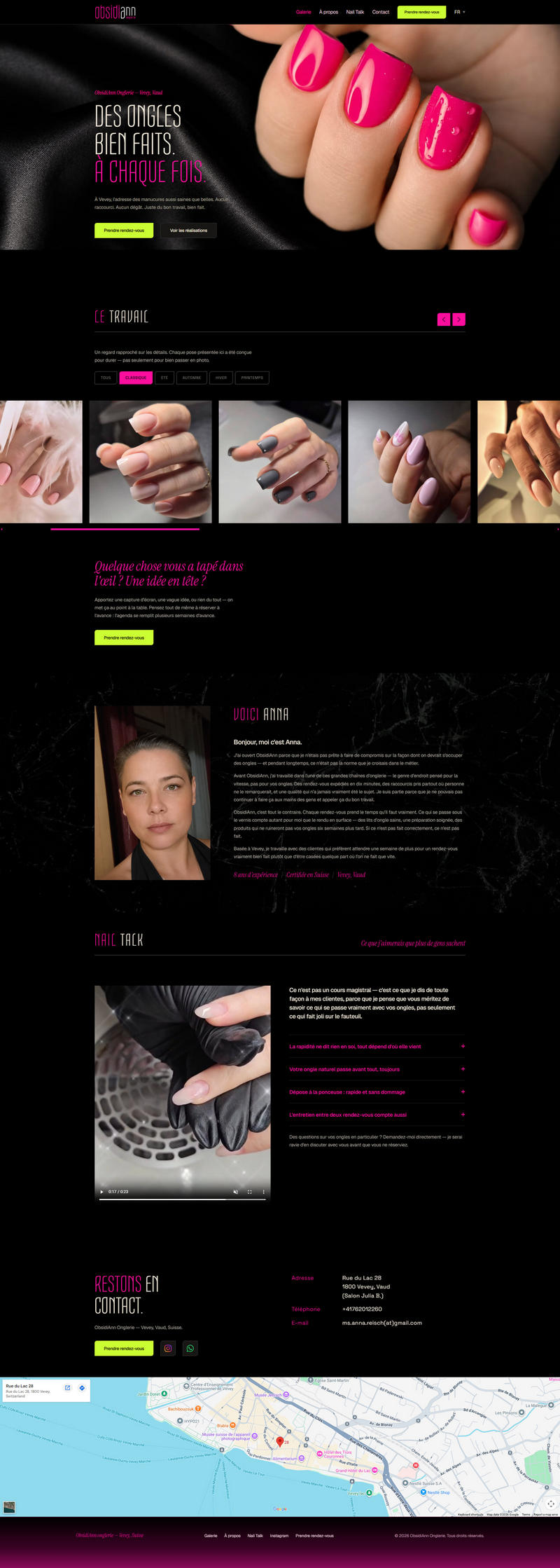 obsidiann.ch - Website eines Nagelstudios